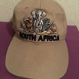 South Africa Wildlife Themed Hat Elephant Rhino Lions Embroidered Adjustable Cap